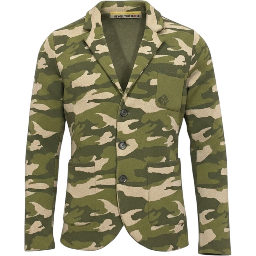 Camo Blazer Suit Jacket Mens‎ M Knitted Army Military Wedding Statement Layering